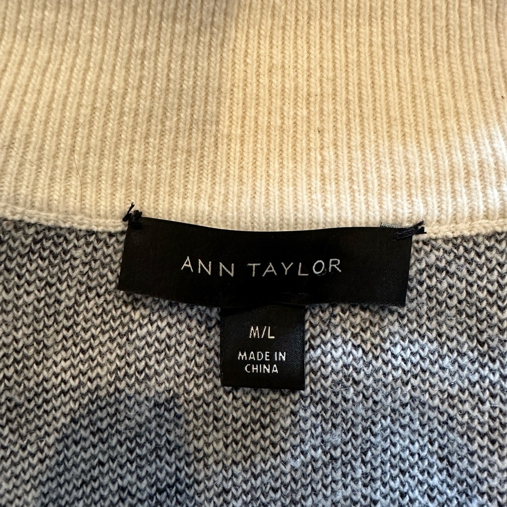 Ann Taylor Cream and Black Plaid Poncho - Picture 3 of 6